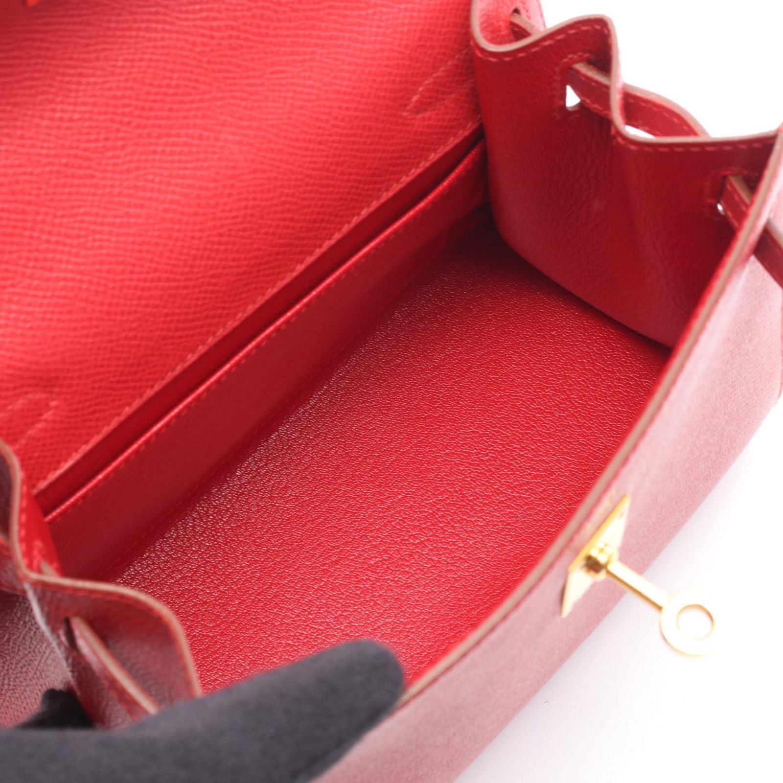 Hermes Handbag Mini Sellier 2-Way Rouge Vif Leather Mini Kelly — view 3