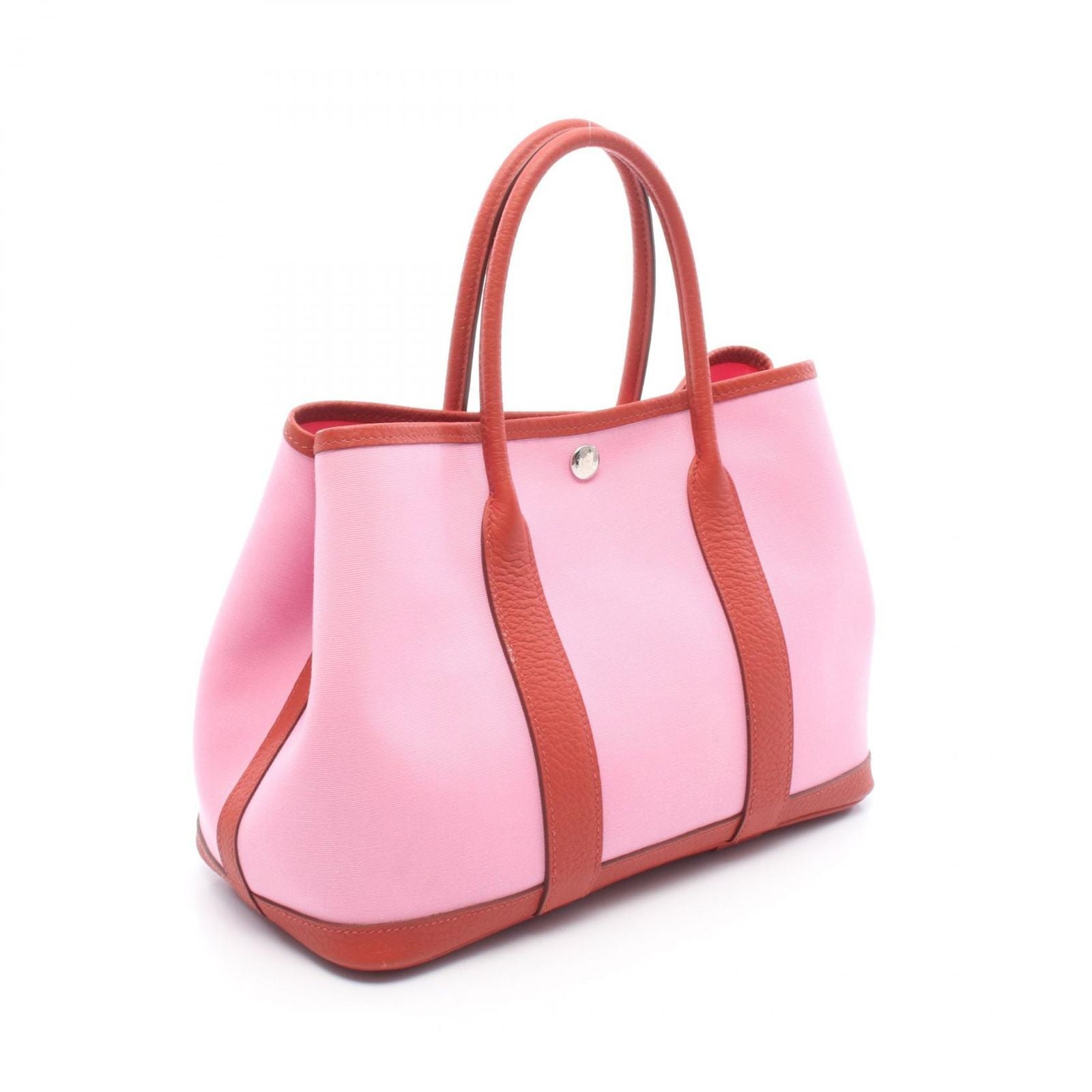 Hermes Tote Garden Party TPM Pink Rouge Ducese Canvas Leather — view 2