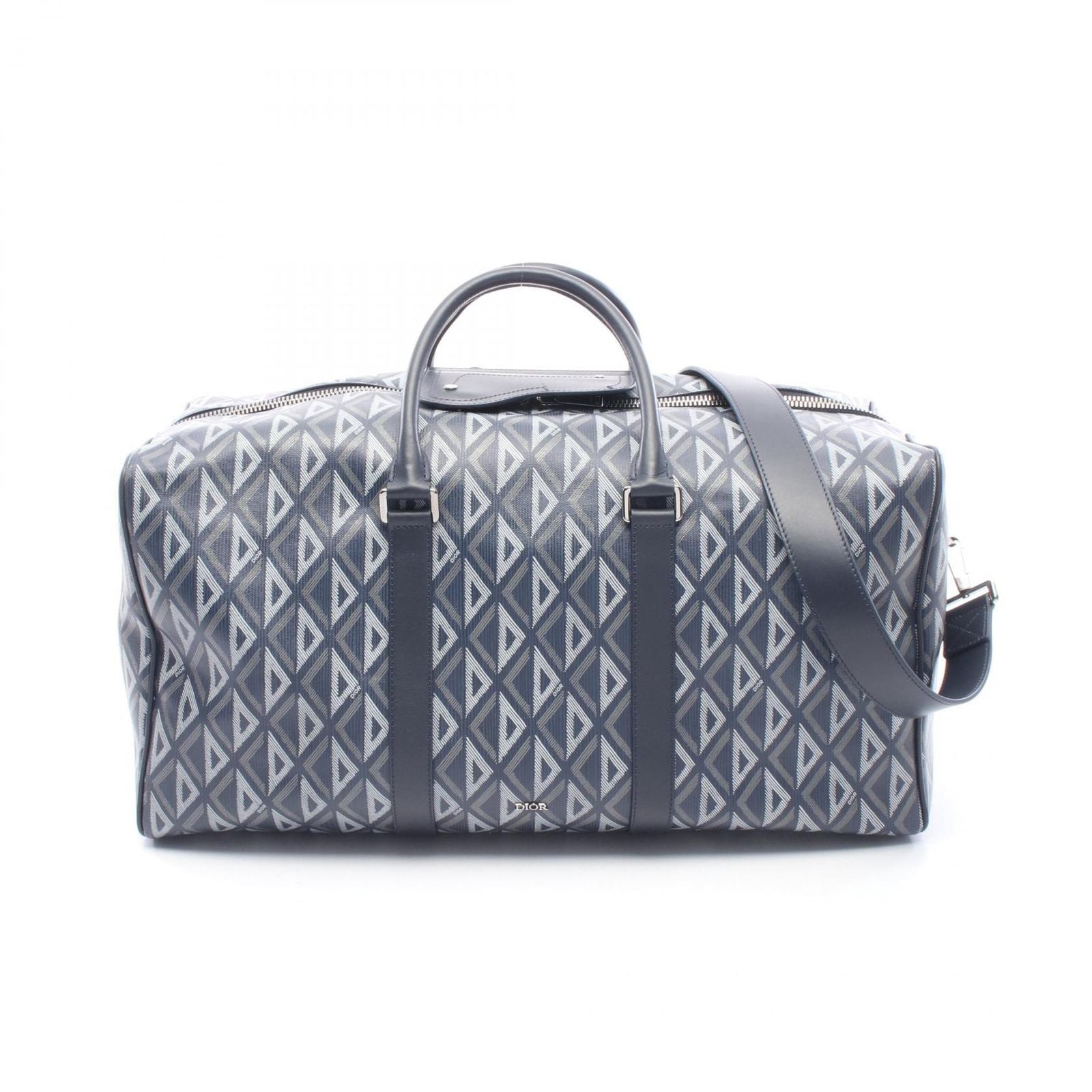 Dior Boston Bag Rango 50 CD Diamond 2-Way Navy Canvas Leather