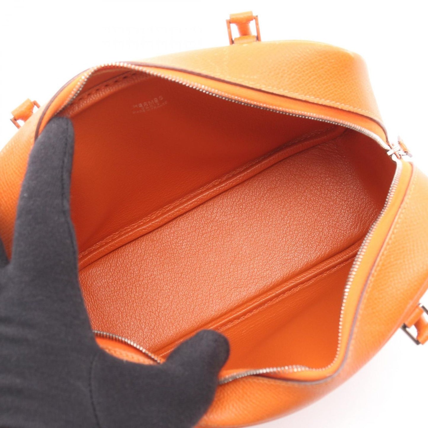 Hermes Handbag Mini Plume 20 Orange Leather Calf — view 3