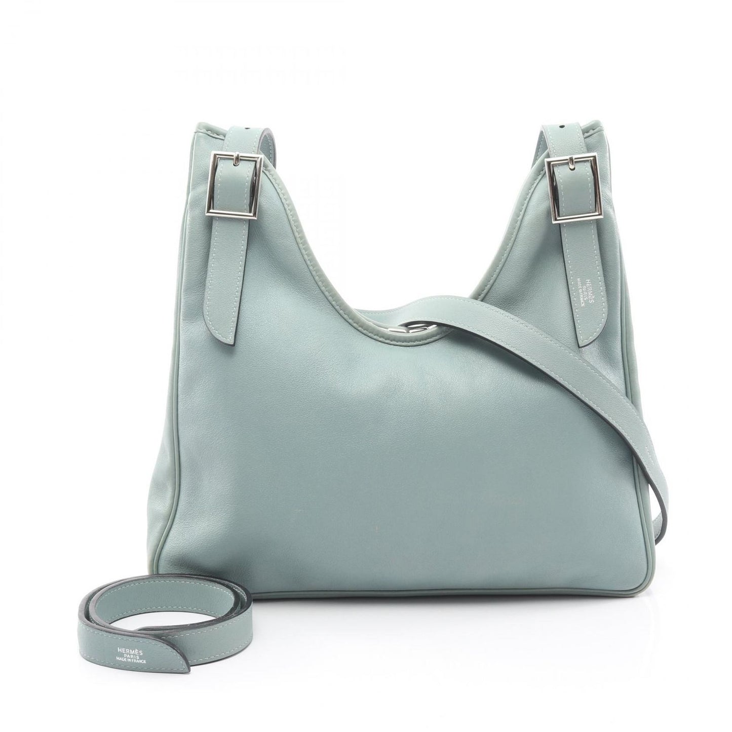 Hermes Shoulder Bag Masai Cut 32 Blue Green Leather Calf Aqua