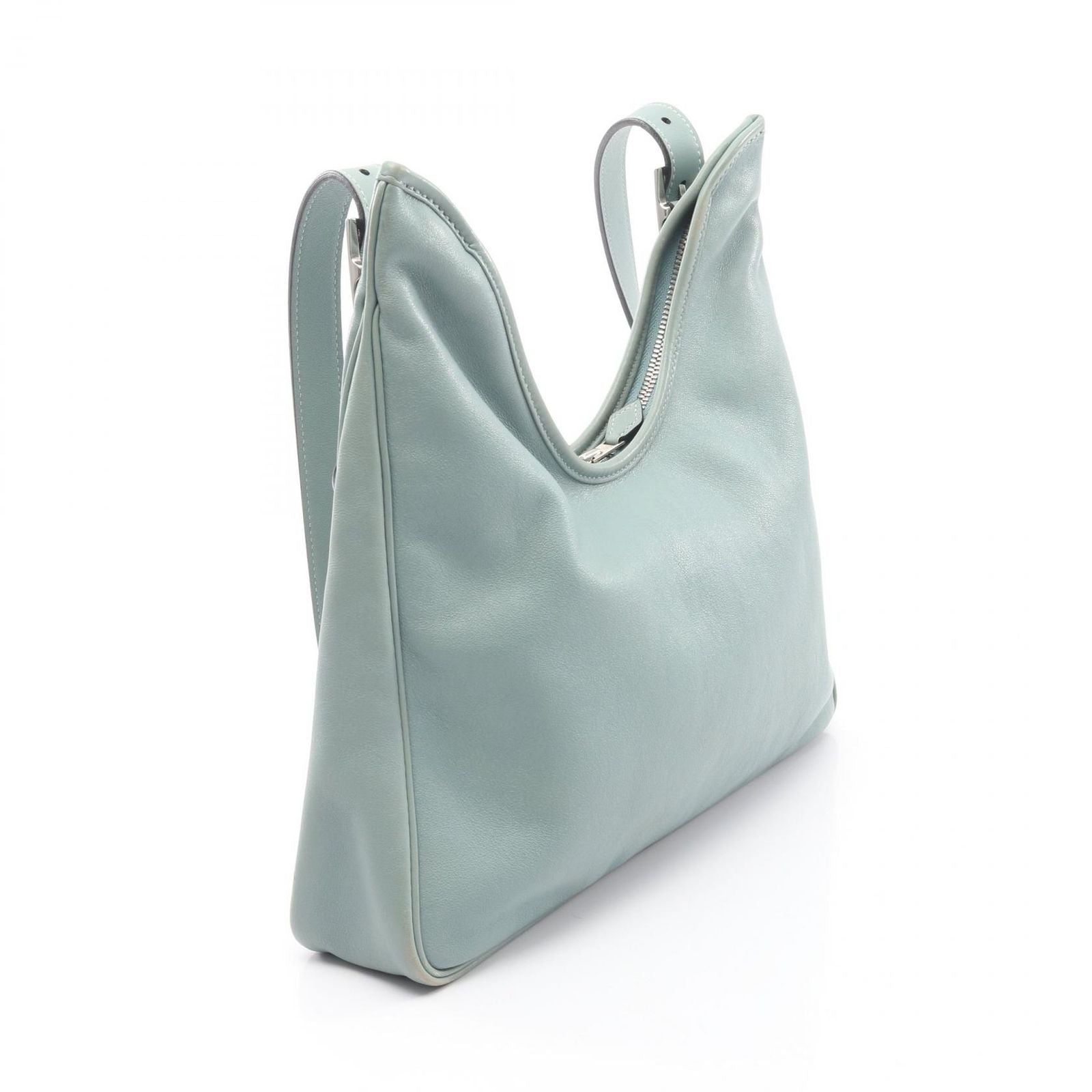 Hermes Shoulder Bag Masai Cut 32 Blue Green Leather Calf Aqua — view 2