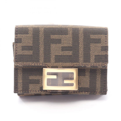 Fendi Trifold Wallet Baguette Zucca Brown Canvas