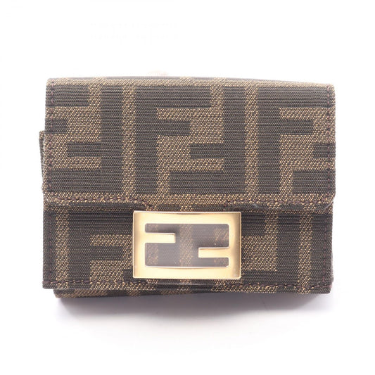 Fendi Trifold Wallet Baguette Zucca Brown Canvas