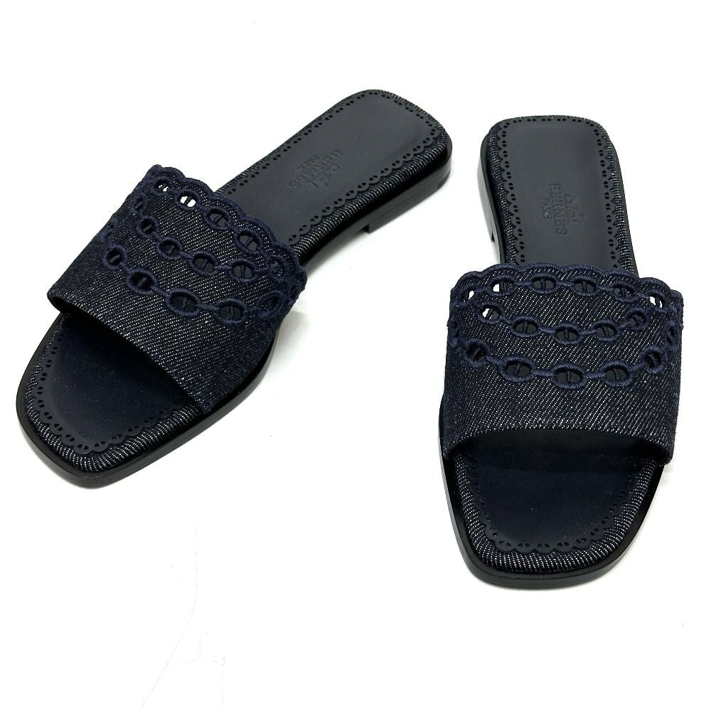 Hermes Sandals Gael Chaine D'ancre Denim Blue