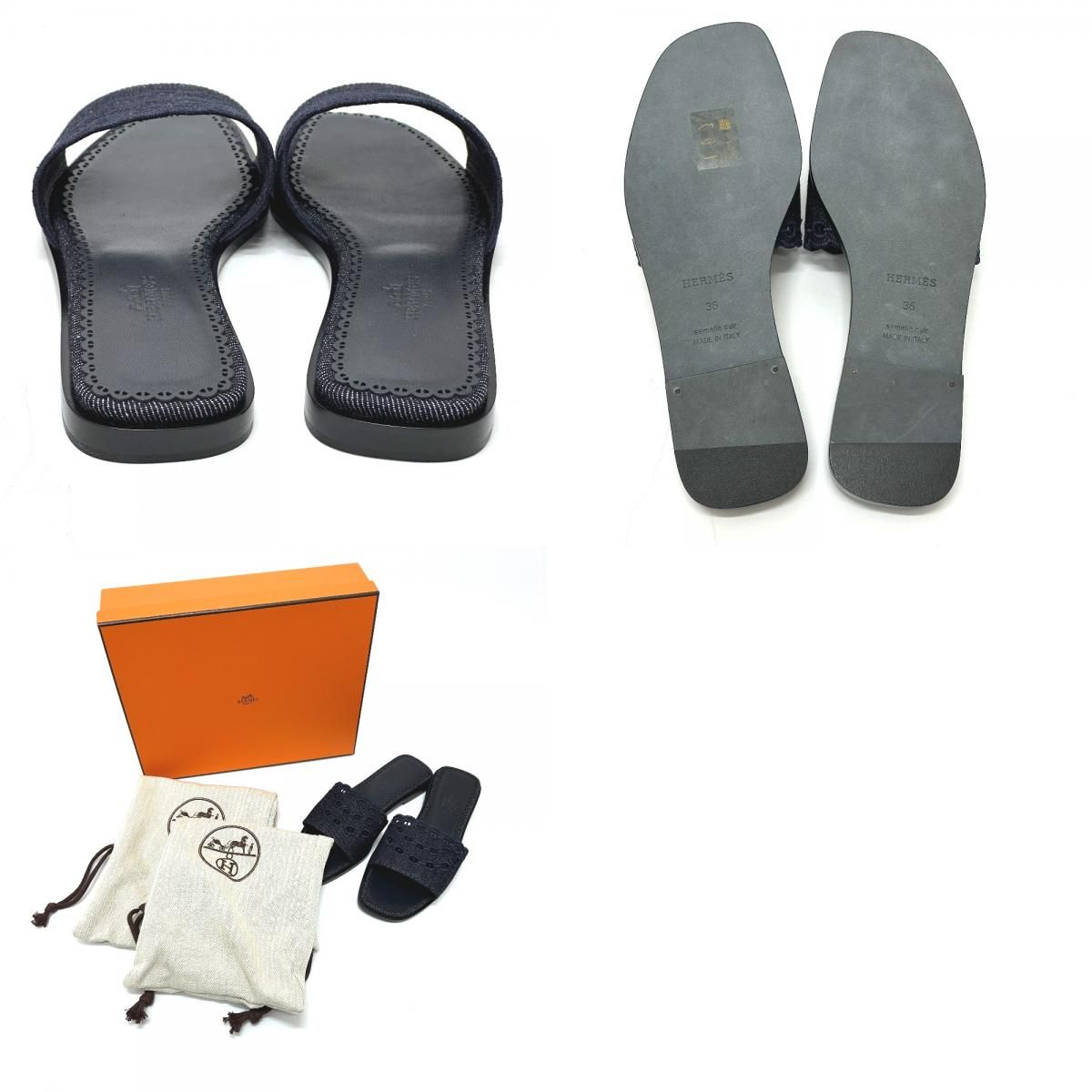Hermes Sandals Gael Chaine D'ancre Denim Blue — view 9