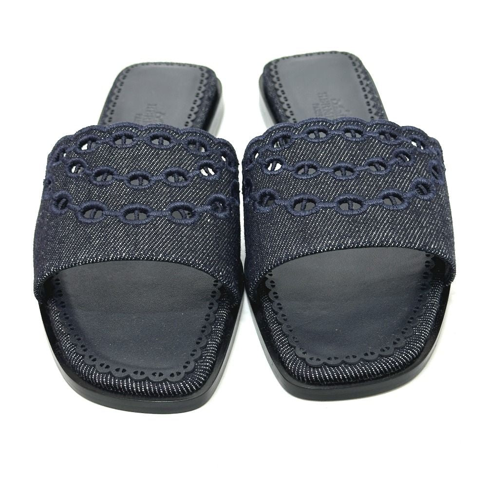 Hermes Sandals Gael Chaine D'ancre Denim Blue — view 6