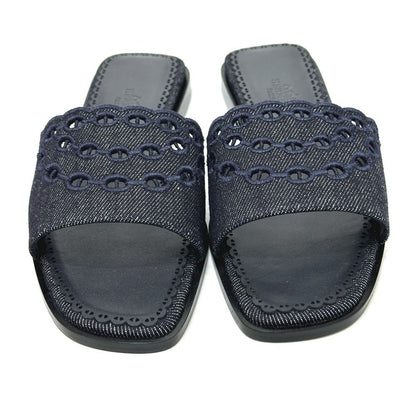 Hermes Sandals Gael Chaine D'ancre Denim Blue — view 6