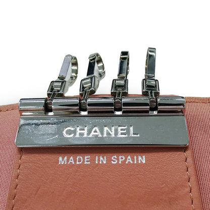 Chanel Key Case Caviar Leather 4 Rows Salmon Pink Silver CC Logo Key Holder — view 6