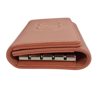 Chanel Key Case Caviar Leather 4 Rows Salmon Pink Silver CC Logo Key Holder — view 3