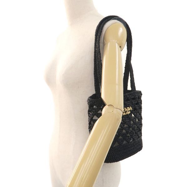 Prada Raffia Tote Black — view 9