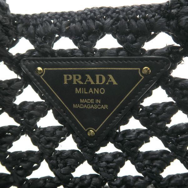 Prada Raffia Tote Black — view 8