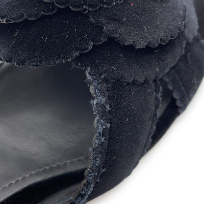 Chanel Sandals CC Logo Camellia Heels Velvet 39c Shoes Black — view 9