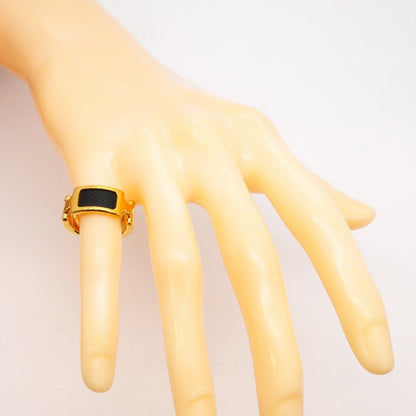 Hermes Ring Olympe PM Gold Plated Leather Black — view 6