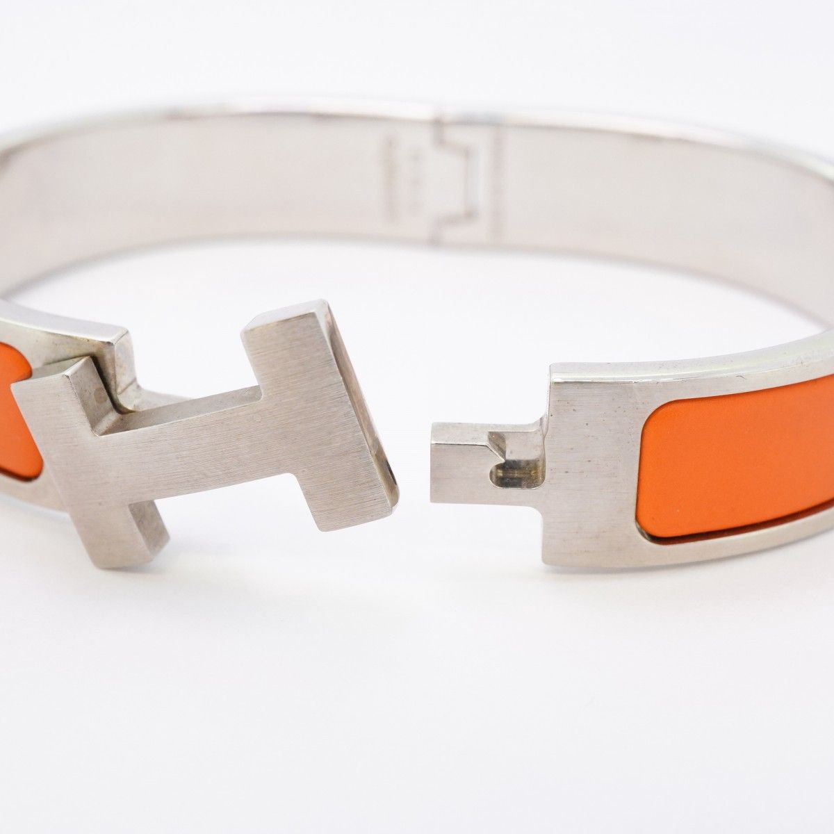 Hermes Bangle Clic Clac PM Metal Silver Orange Bracelet — view 4