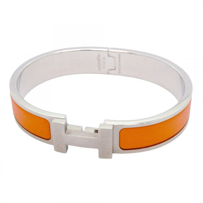 Hermes Bangle Clic Clac PM Metal Silver Orange Bracelet