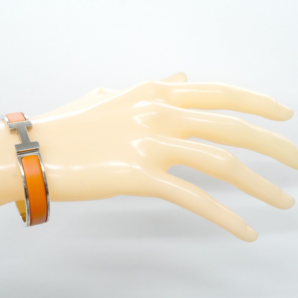 Hermes Bangle Clic Clac PM Metal Silver Orange Bracelet — view 6