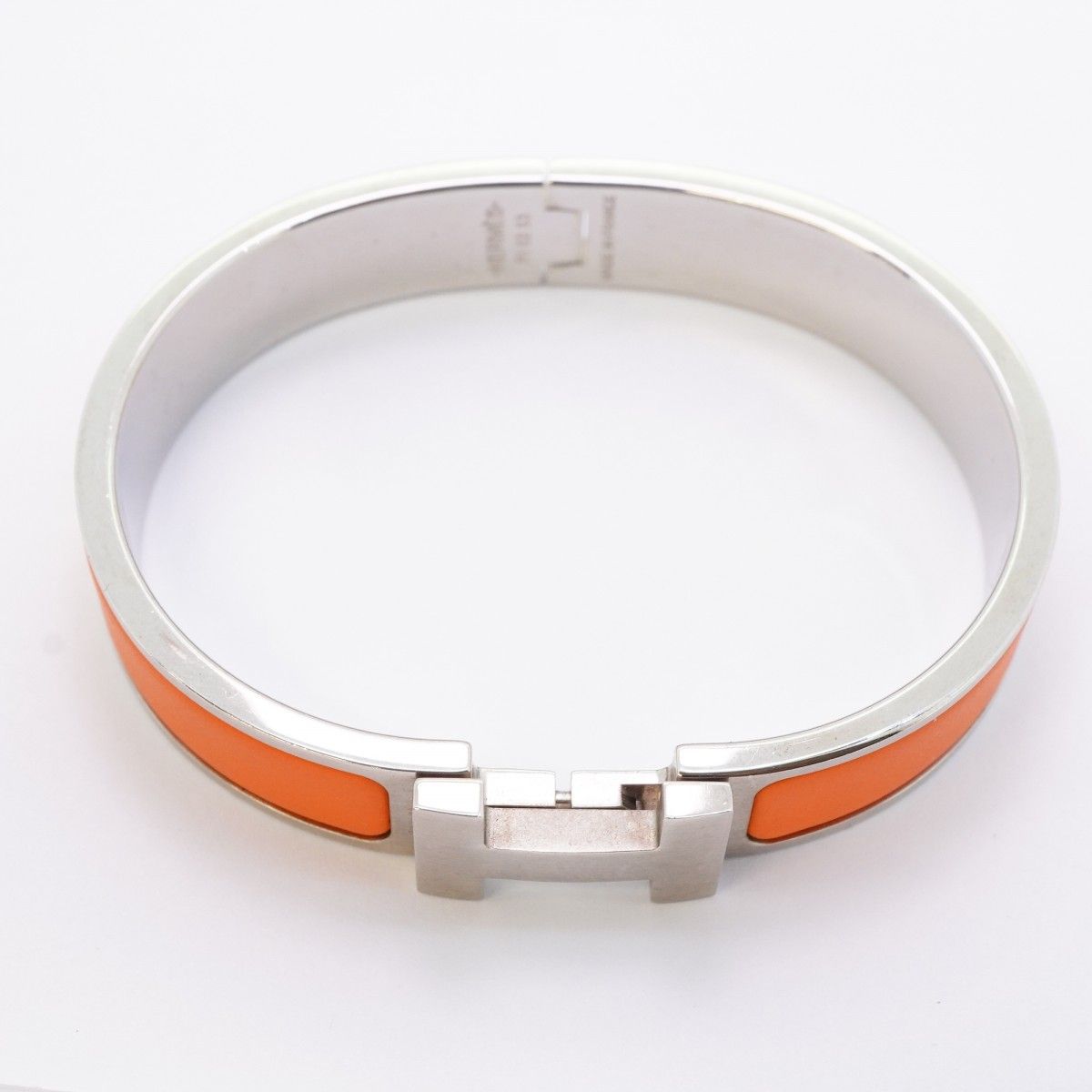 Hermes Bangle Clic Clac PM Metal Silver Orange Bracelet — view 3
