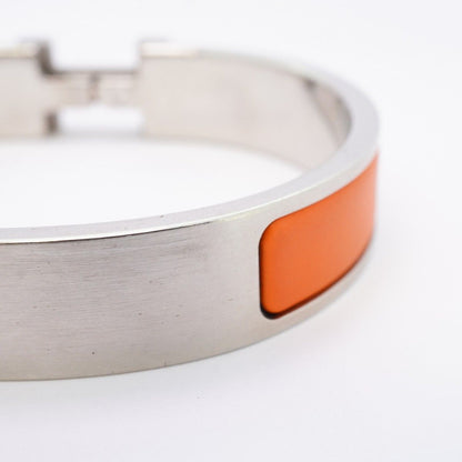 Hermes Bangle Clic Clac PM Metal Silver Orange Bracelet — view 7