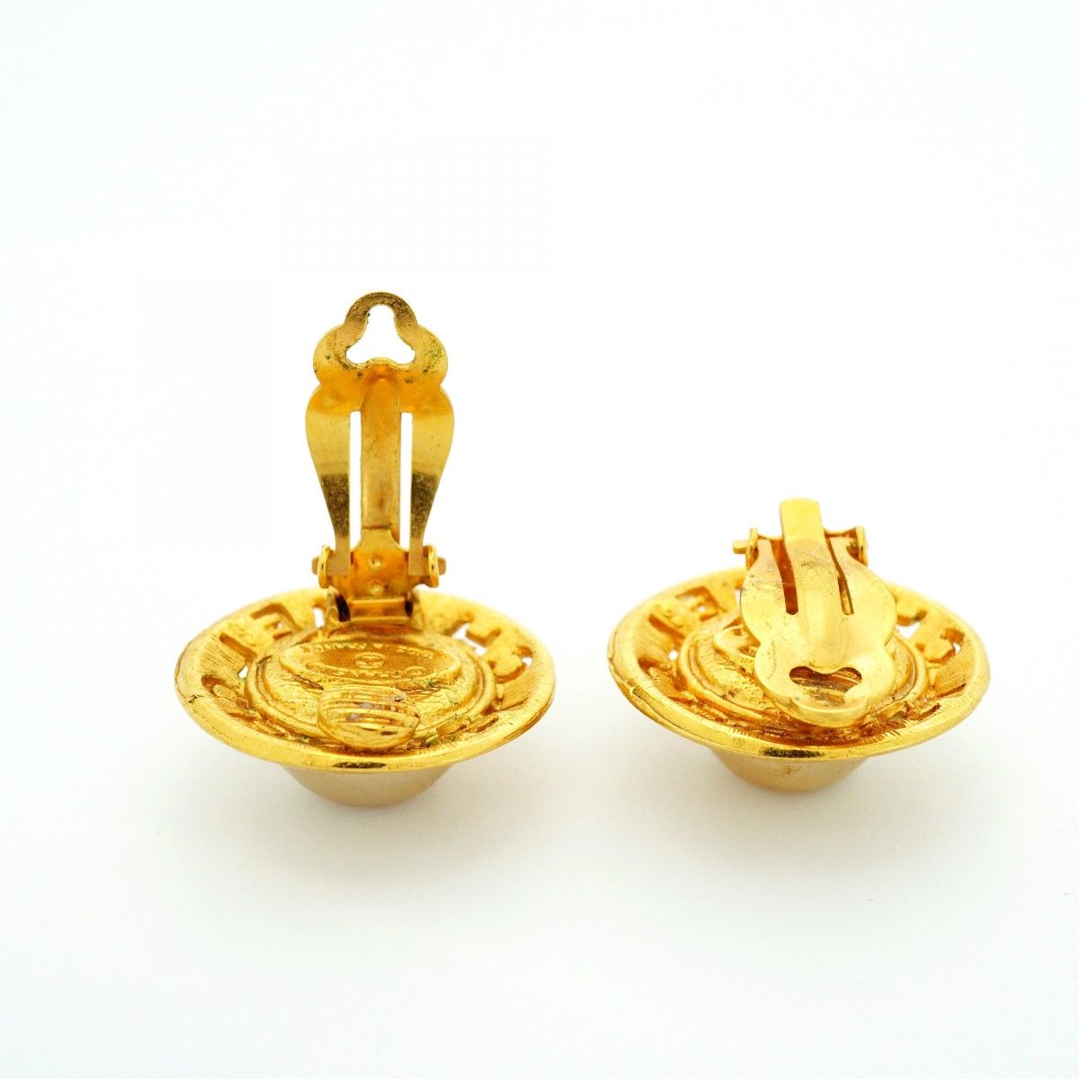 Chanel Earrings Vintage Logo Gold Plated Faux Pearl — view 3