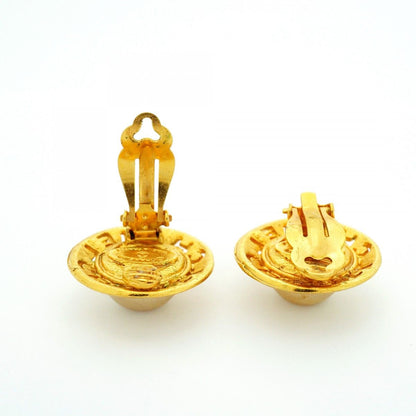 Chanel Earrings Vintage Logo Gold Plated Faux Pearl — view 3