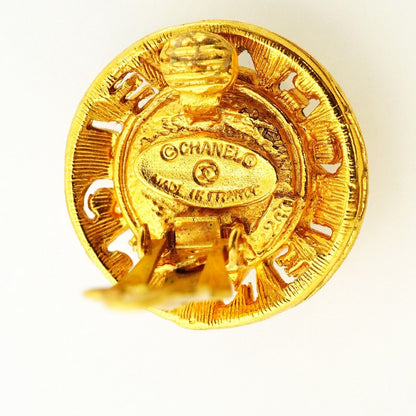 Chanel Earrings Vintage Logo Gold Plated Faux Pearl — view 4