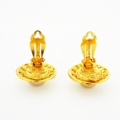 Chanel Earrings Vintage Logo Gold Plated Faux Pearl — view 6