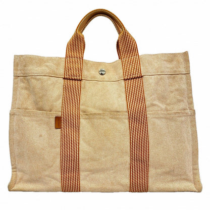 Hermes Tote New Fourre Tout MM Canvas Orange Silver