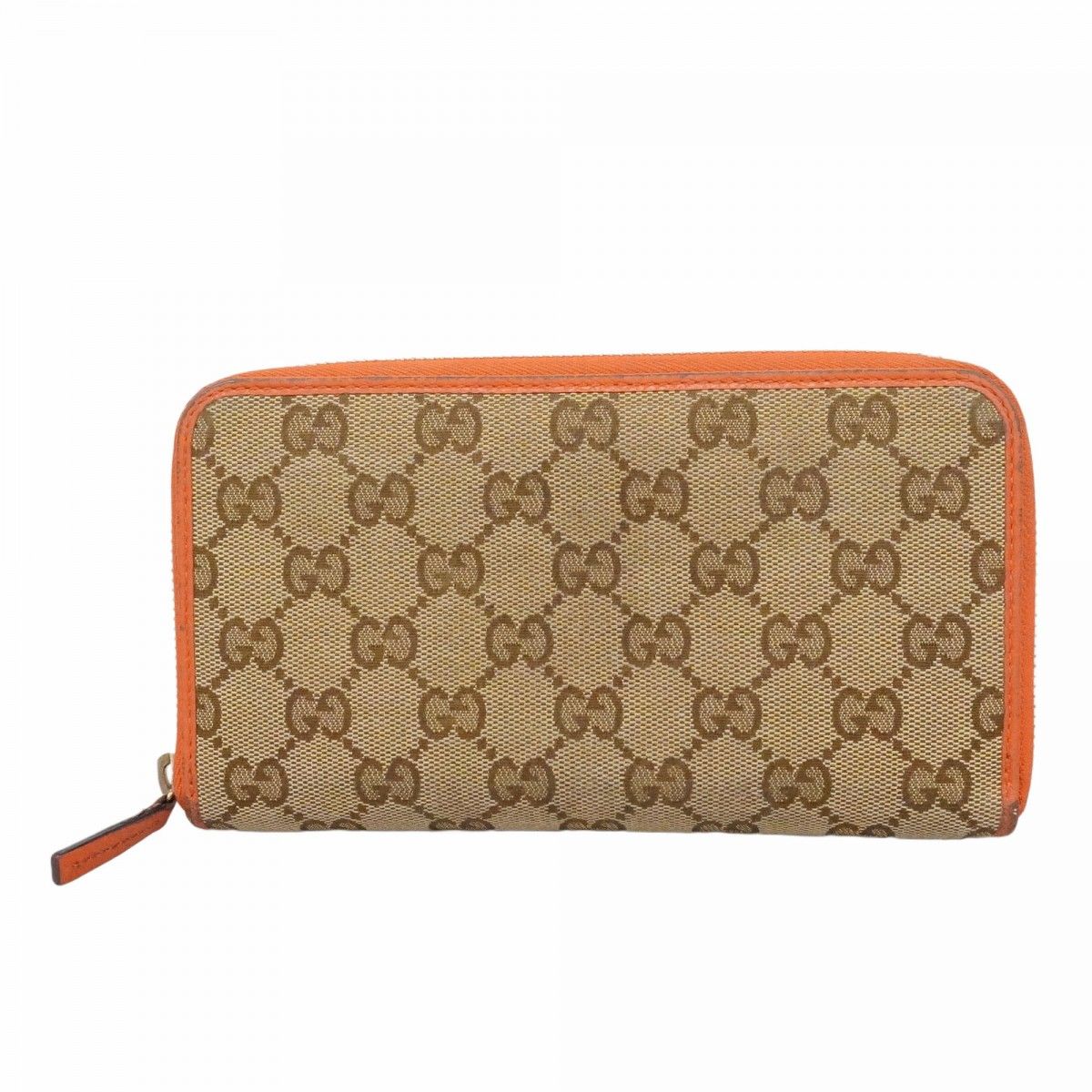 Gucci Wallet GG Canvas Beige Brown Orange Red Gold