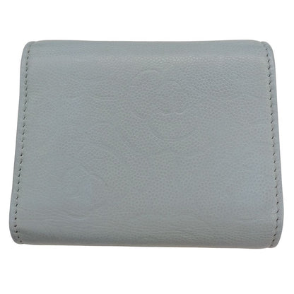 Chanel Wallet Trifold Caviar Leather Camellia Light Blue Gold Compact — view 2