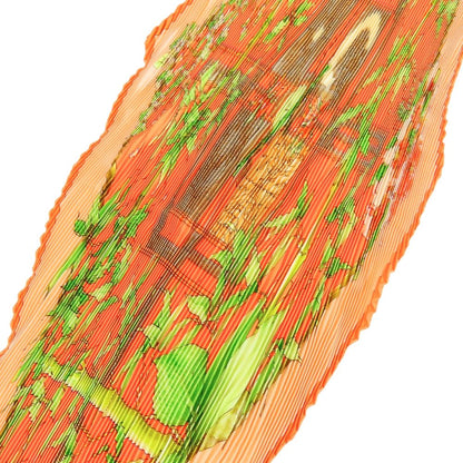 Hermes Scarf Pleated Carre Silk Orange Serenite Bamboo — view 3