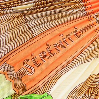 Hermes Scarf Pleated Carre Silk Orange Serenite Bamboo — view 5