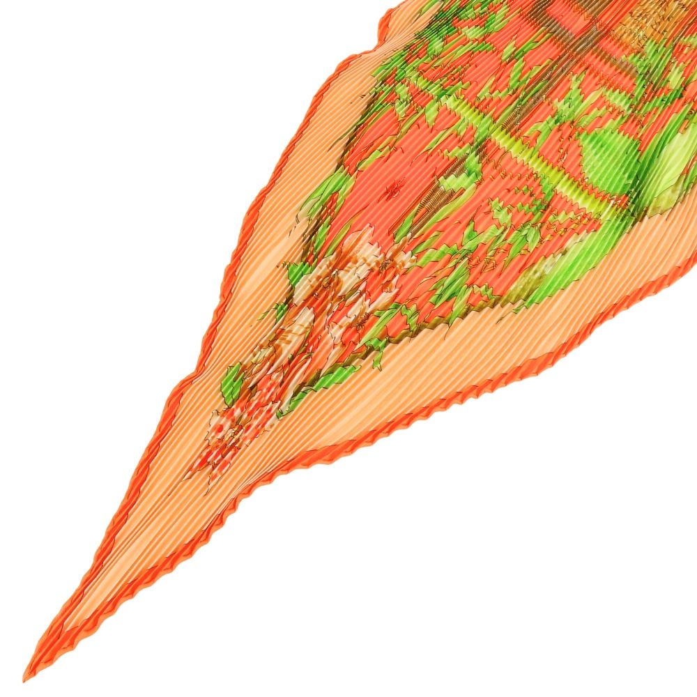 Hermes Scarf Pleated Carre Silk Orange Serenite Bamboo — view 2