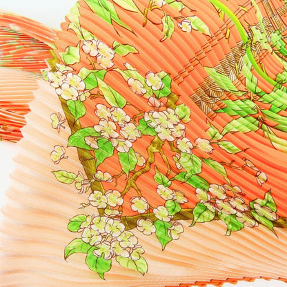 Hermes Scarf Pleated Carre Silk Orange Serenite Bamboo — view 7