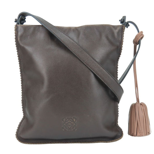 Loewe Shoulder Bag Anagram Napa Nappa Leather Dark Brown Pink Beige Crossbody
