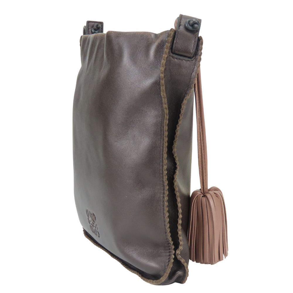 Loewe Shoulder Bag Anagram Napa Nappa Leather Dark Brown Pink Beige Crossbody — view 2