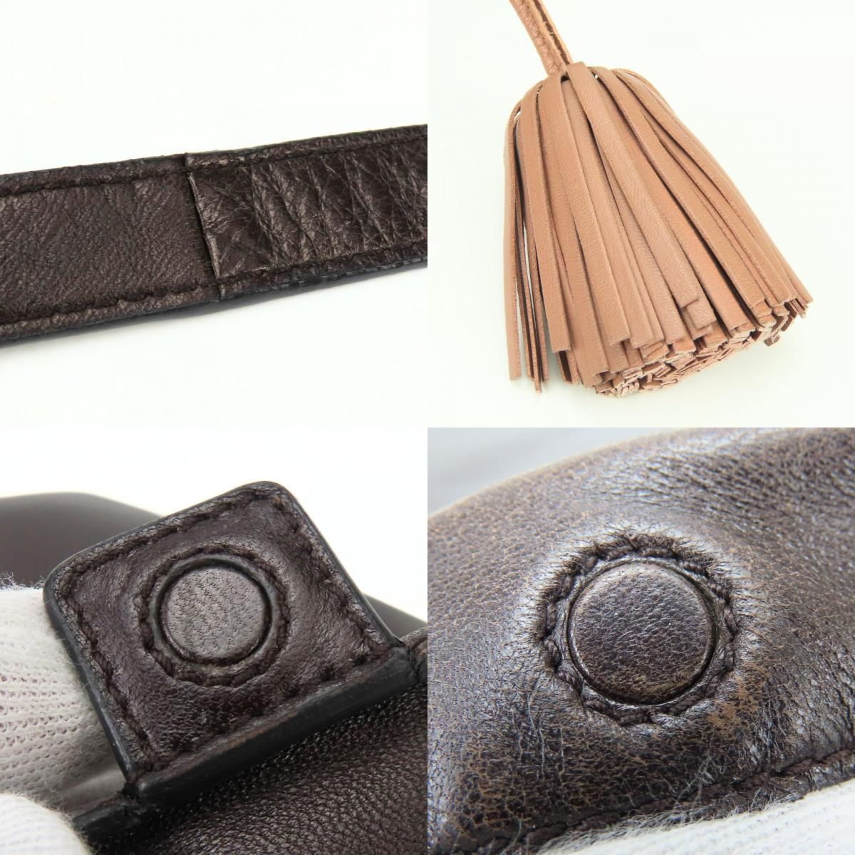 Loewe Shoulder Bag Anagram Napa Nappa Leather Dark Brown Pink Beige Crossbody — view 7