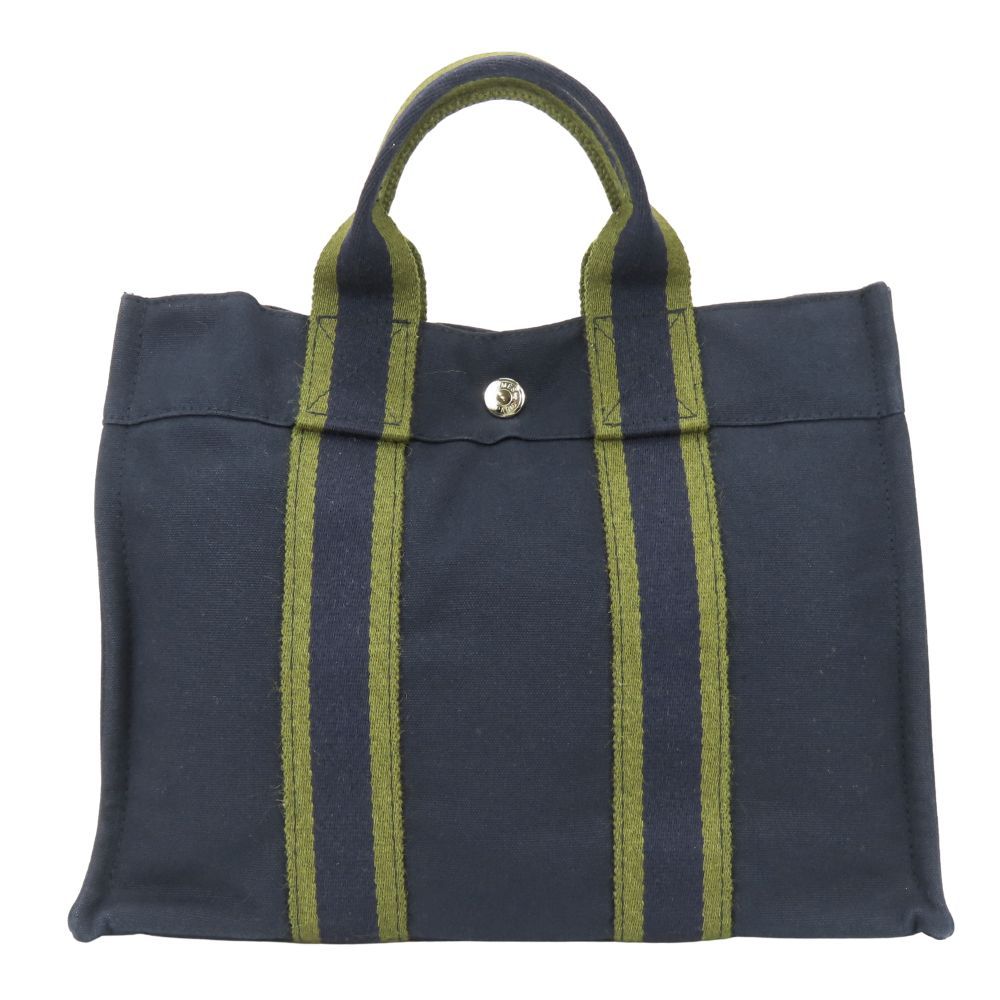 Hermes Tote Fourre Tout PM Canvas Navy Olive Daily Use — view 3