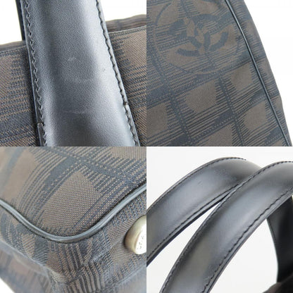 Chanel Tote New Travel Line PM CC Logo Jacquard Nylon Leather Dark Brown Black — view 6