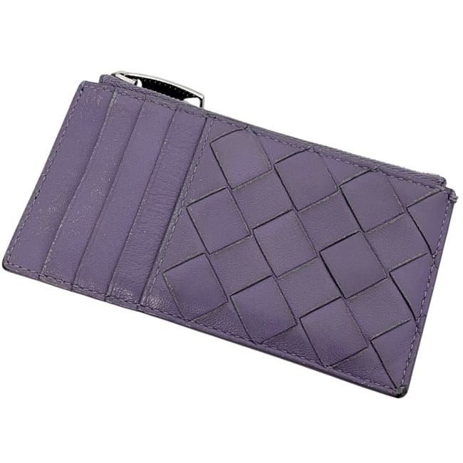 Bottega Veneta Coin Case Purple Intrecciato Purse — view 9
