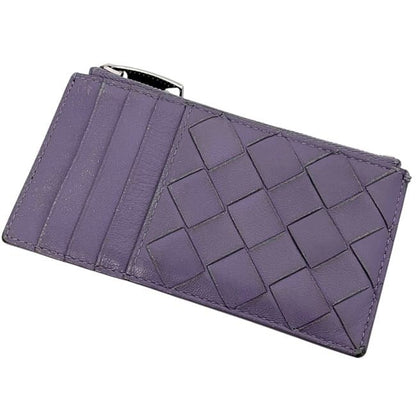 Bottega Veneta Coin Case Purple Intrecciato Purse — view 9