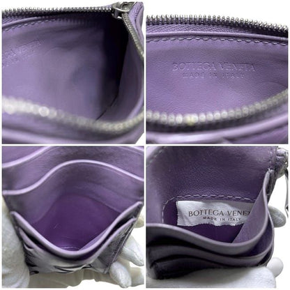 Bottega Veneta Coin Case Purple Intrecciato Purse — view 3