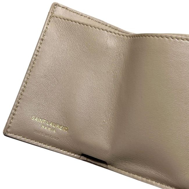 Saint Laurent Origami Trifold Wallet Beige Monogram — view 6