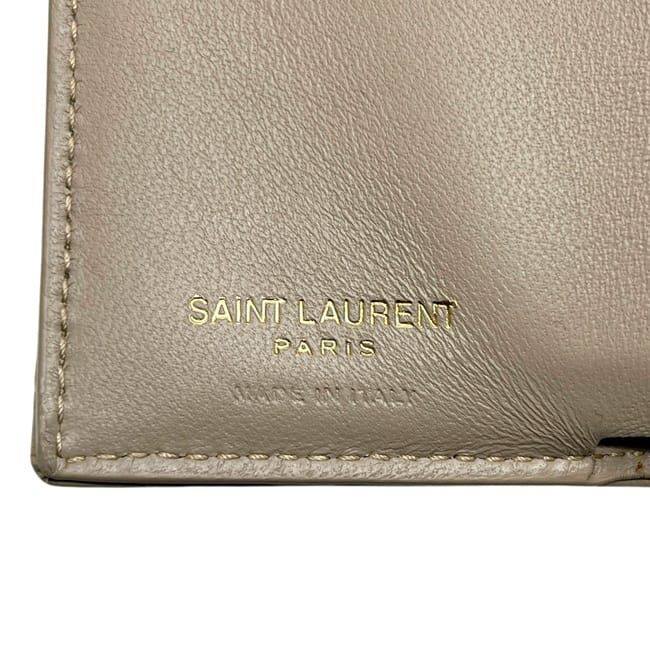 Saint Laurent Origami Trifold Wallet Beige Monogram — view 5