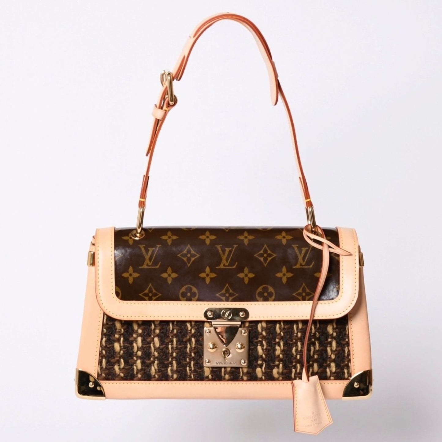 Louis Vuitton Monogram Tweedy Shoulder Bag World Limited Pieces Brown Gold