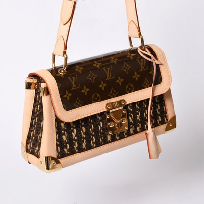 Louis Vuitton Monogram Tweedy Shoulder Bag World Limited Pieces Brown Gold — view 3