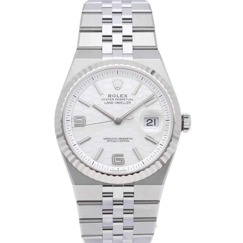 Rolex Land Watch Honeycomb Motif Box 18k White Gold SS — view 2