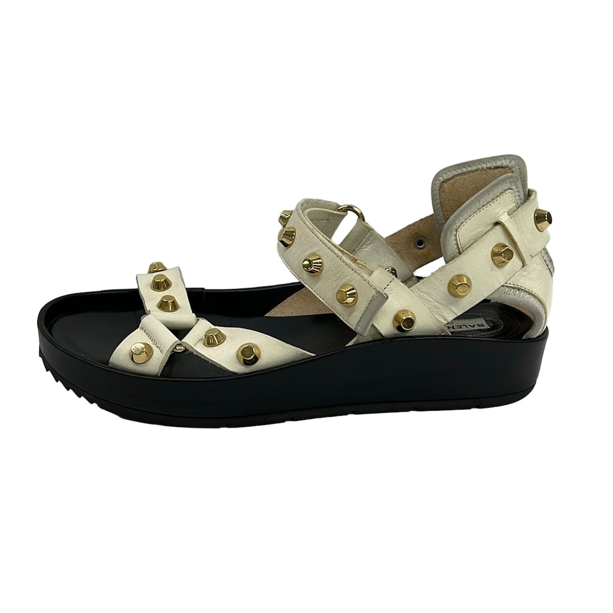 Balenciaga Sandals 38.5 White Studded Leather