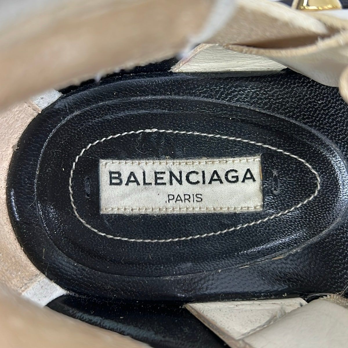 Balenciaga Sandals 38.5 White Studded Leather — view 5