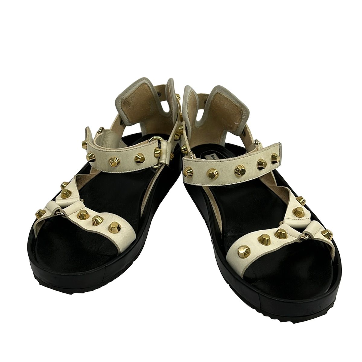 Balenciaga Sandals 38.5 White Studded Leather — view 2
